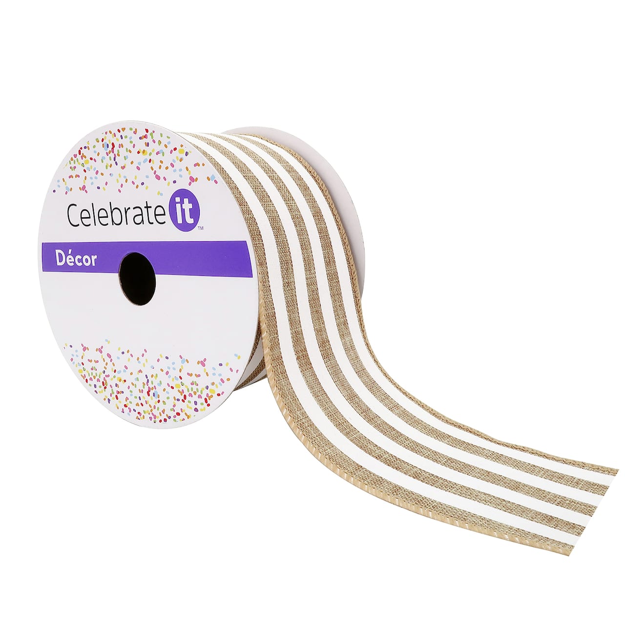 12 Pack: 2.5" x 25ft. Faux Linen Wired Stripe Ribbon by Celebrate It™